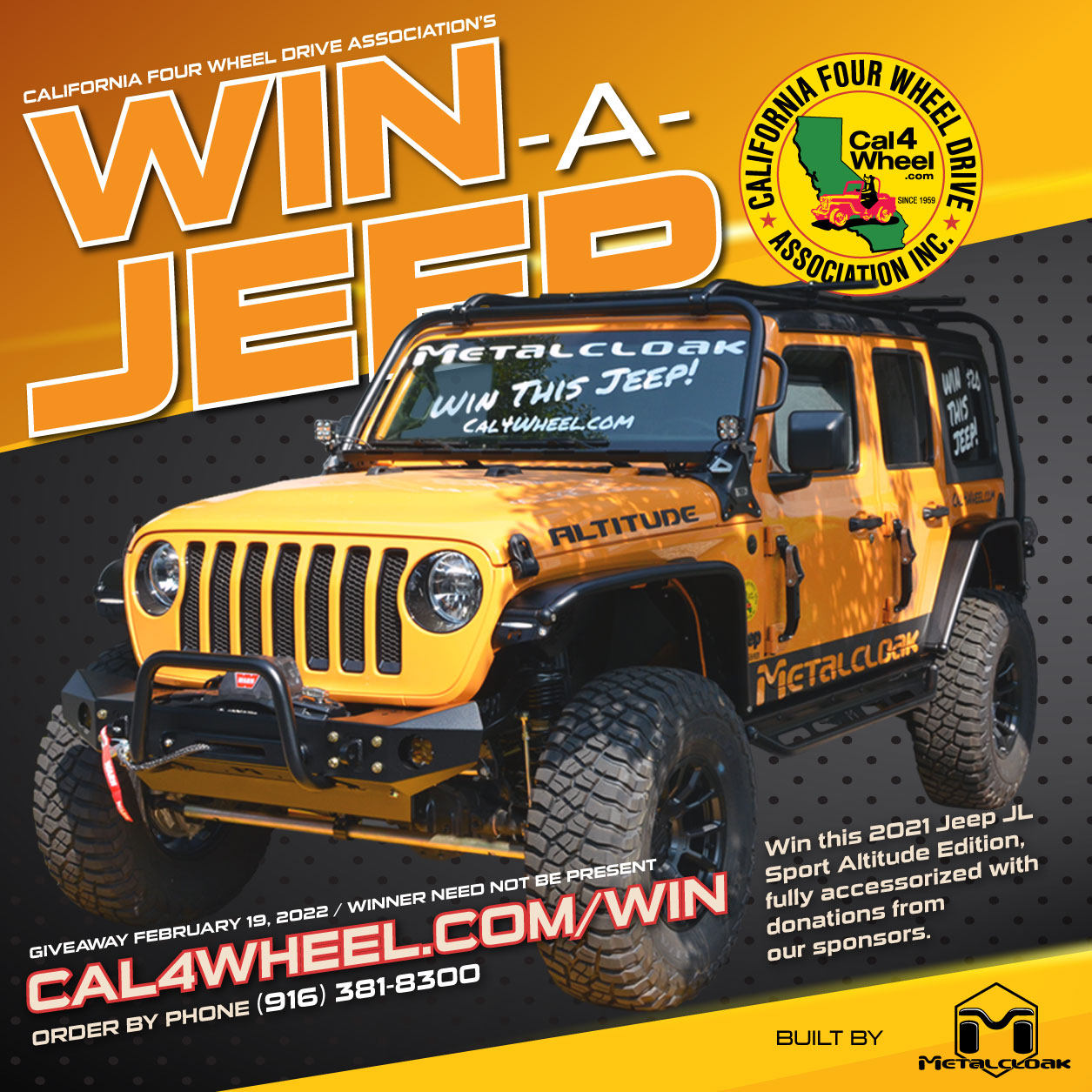 Win this brand new 2021 Jeep JL customized by MetalCloak
